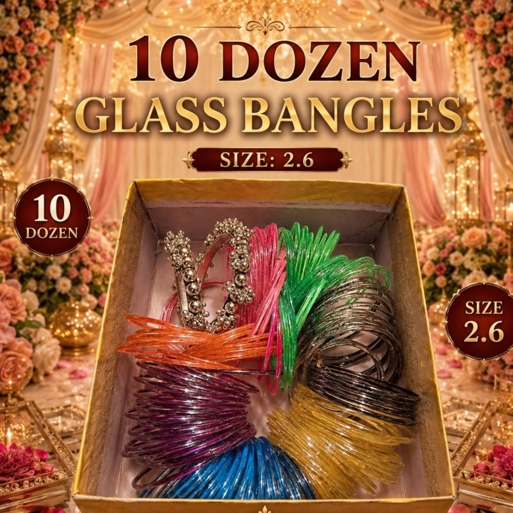 Colorful Glass Bangle Set - Multicolor (Size 2.6)